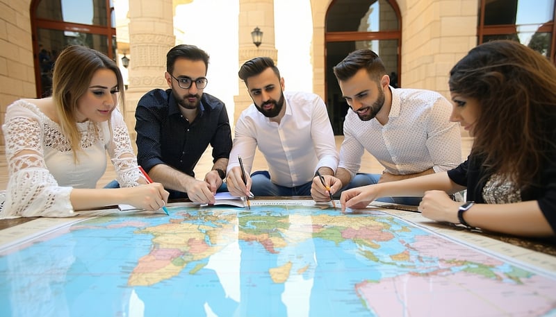 Toll Way Travel team planning a travel itinerary in Dubai Toll Way Travel team planning a travel itinerary in Dubai