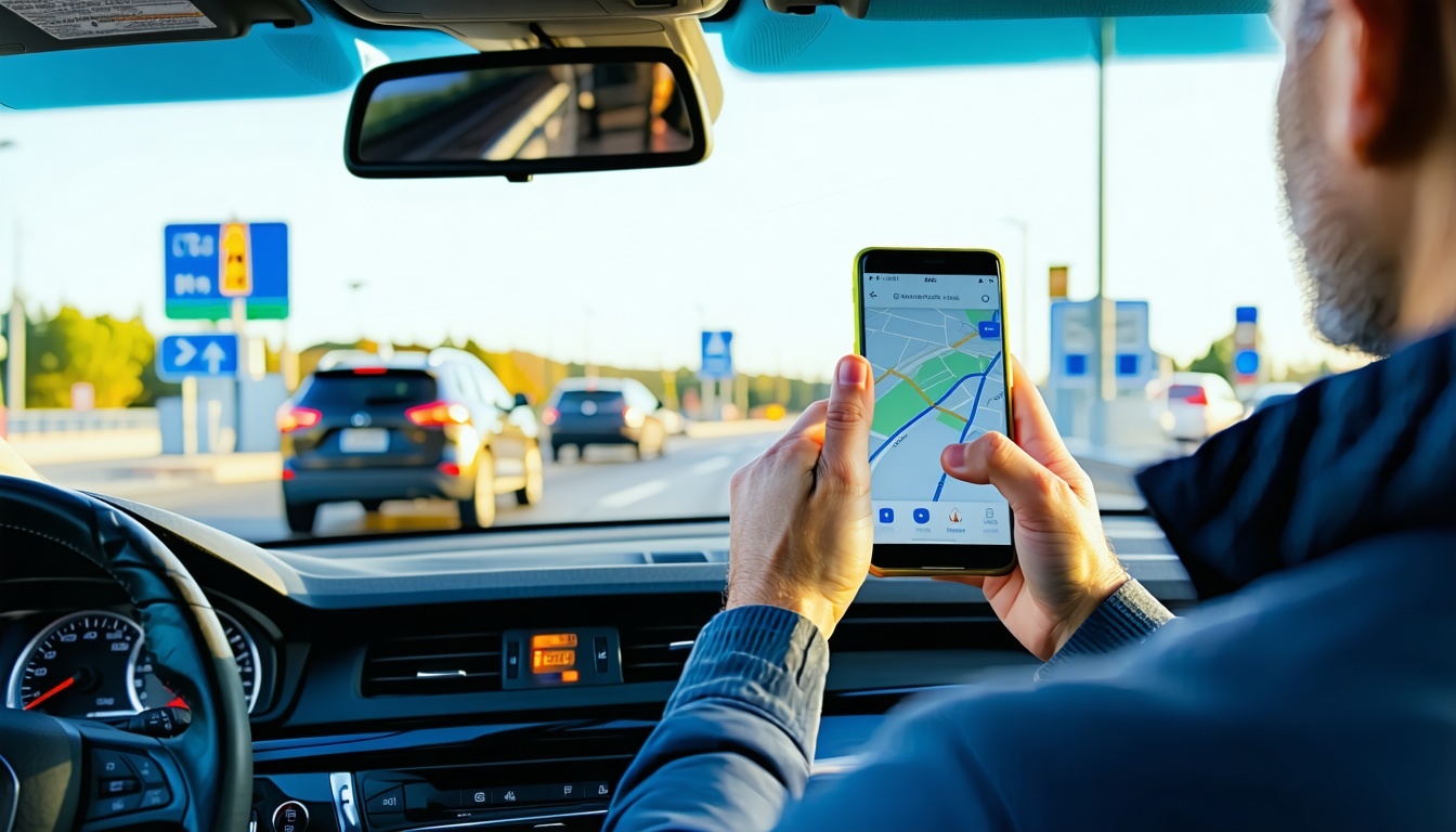 Driver using a mobile app for toll management